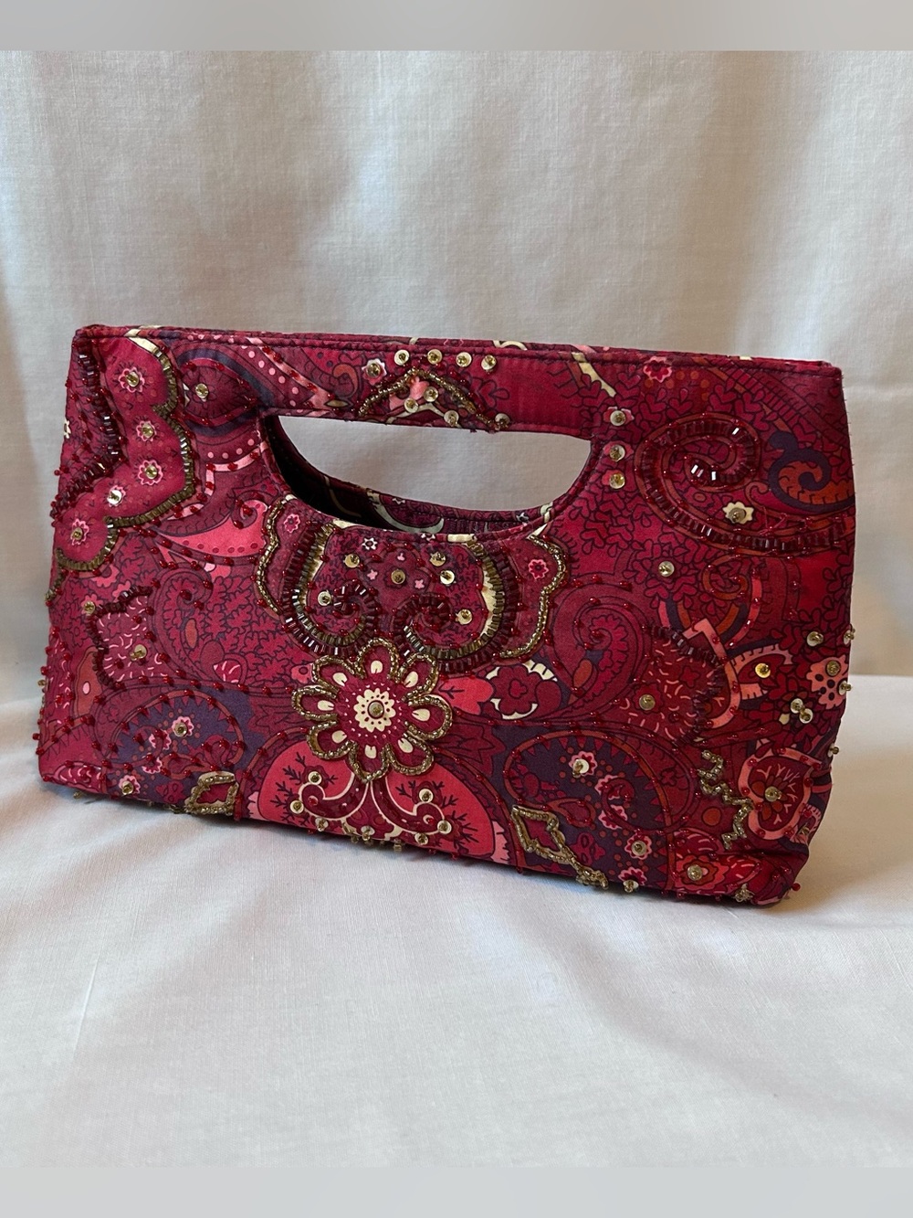 Vintage Y2K Fairycore Red Paisley Sequin Handbag by The Limited